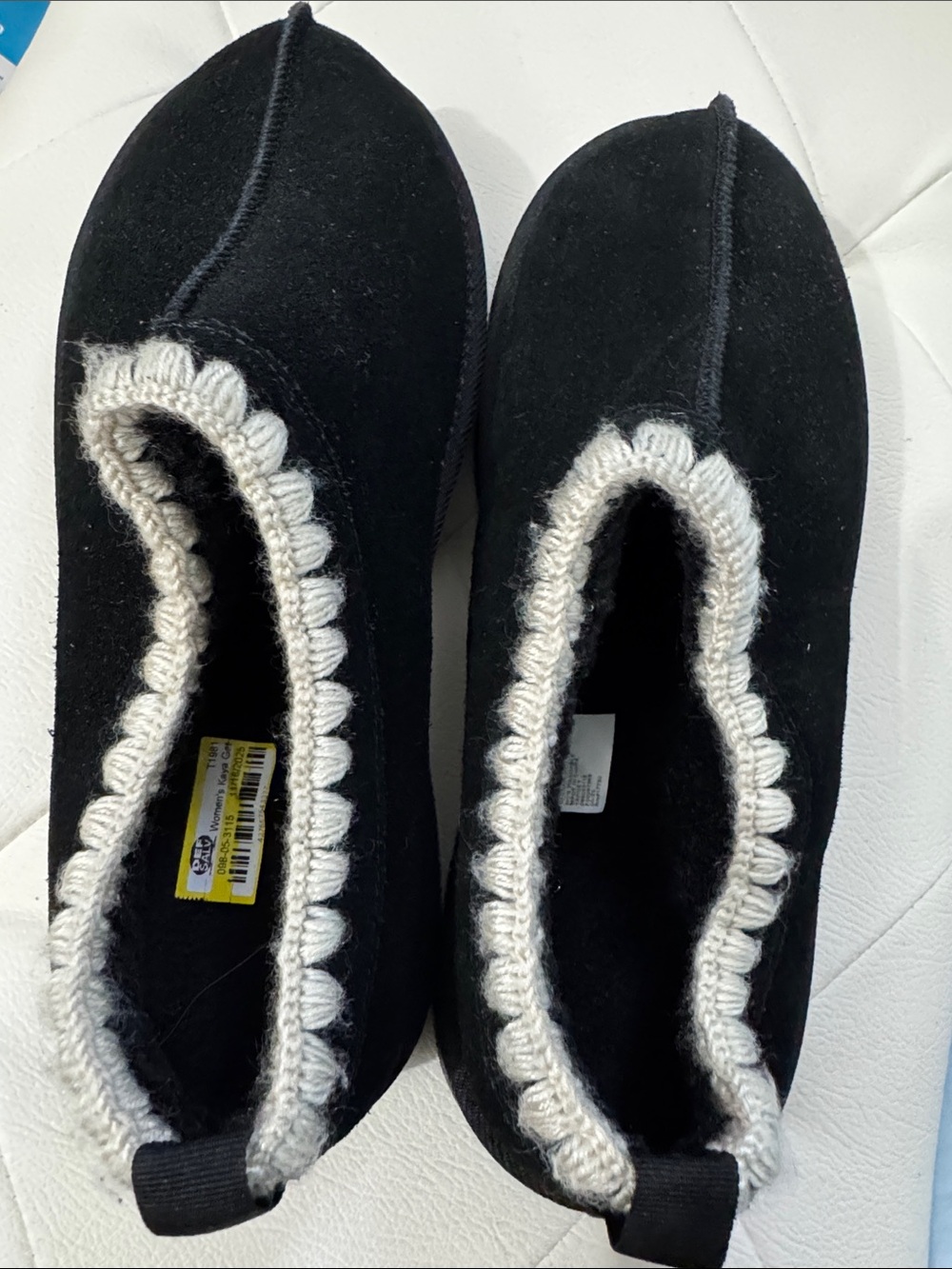 Women's Black Cozy Slip-On Slippers with Cream Trim